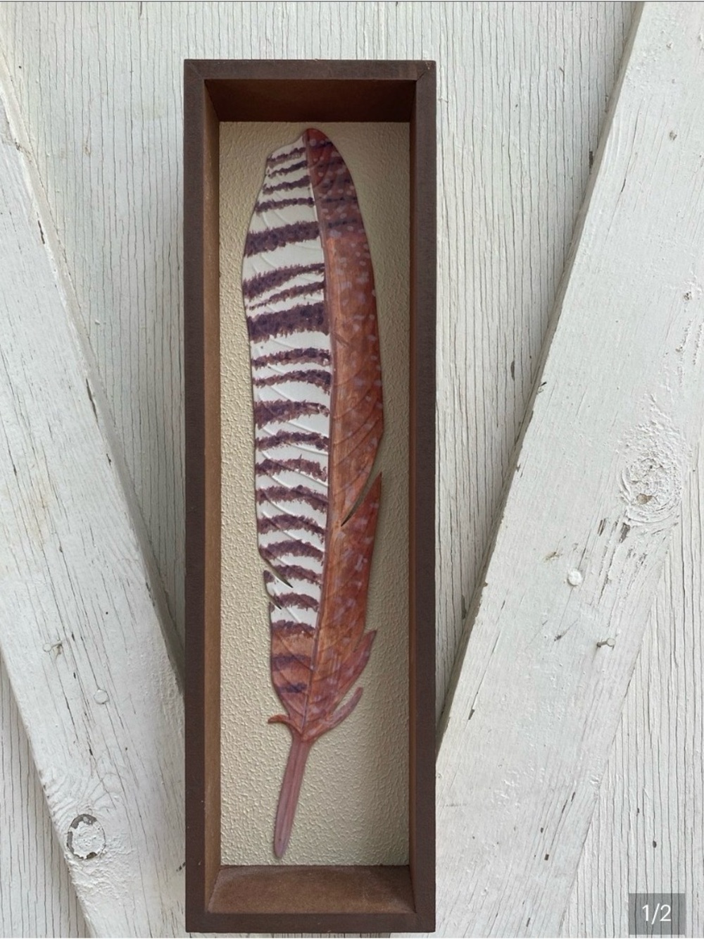Striped Feather Wall Art Pair - Picture 3 of 4